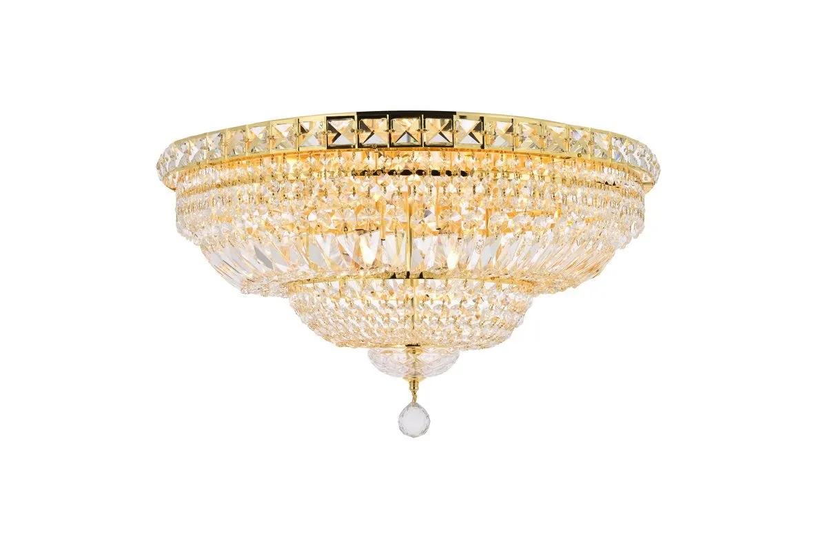 12 Light Flush Mount from the Tranquil Collection in Gold Finish by Elegant Lighting