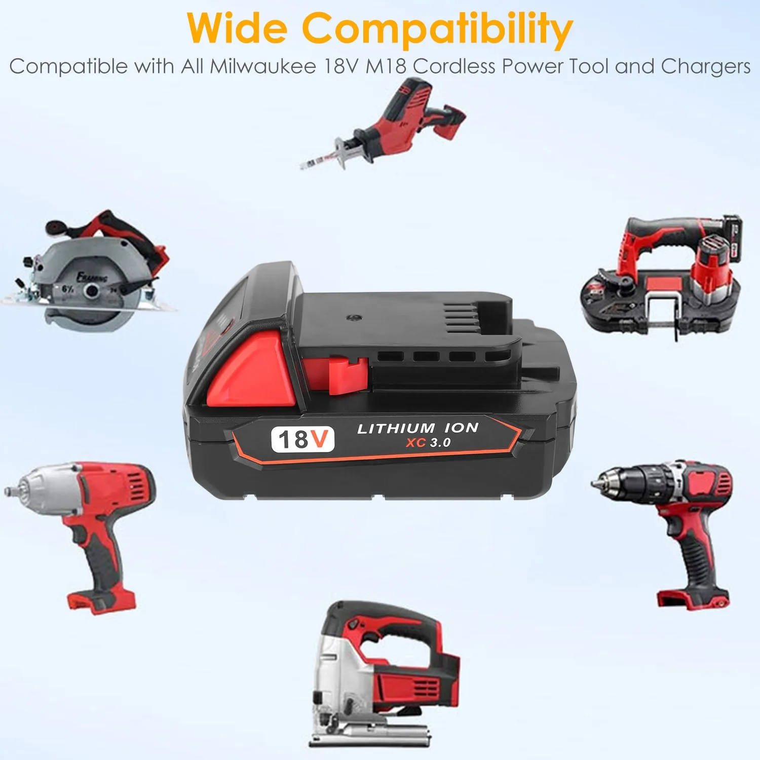 18V Battery Replacement Compatible with Milwaukee M18 Cordless Power Tool