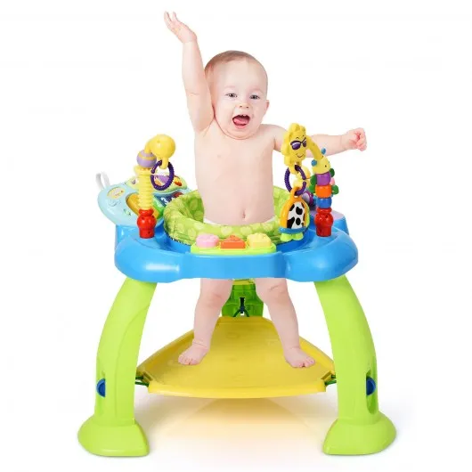 2-in-1 Baby Jumperoo Adjustable Sit-to-stand Activity Center-Green