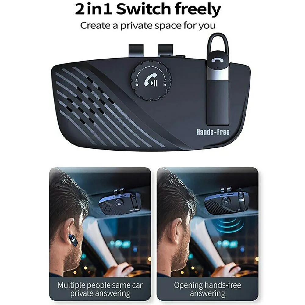 2-in-1 Handsfree Speakerphone Car Kit Sun Visor Wireless