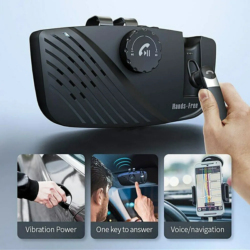 2-in-1 Handsfree Speakerphone Car Kit Sun Visor Wireless