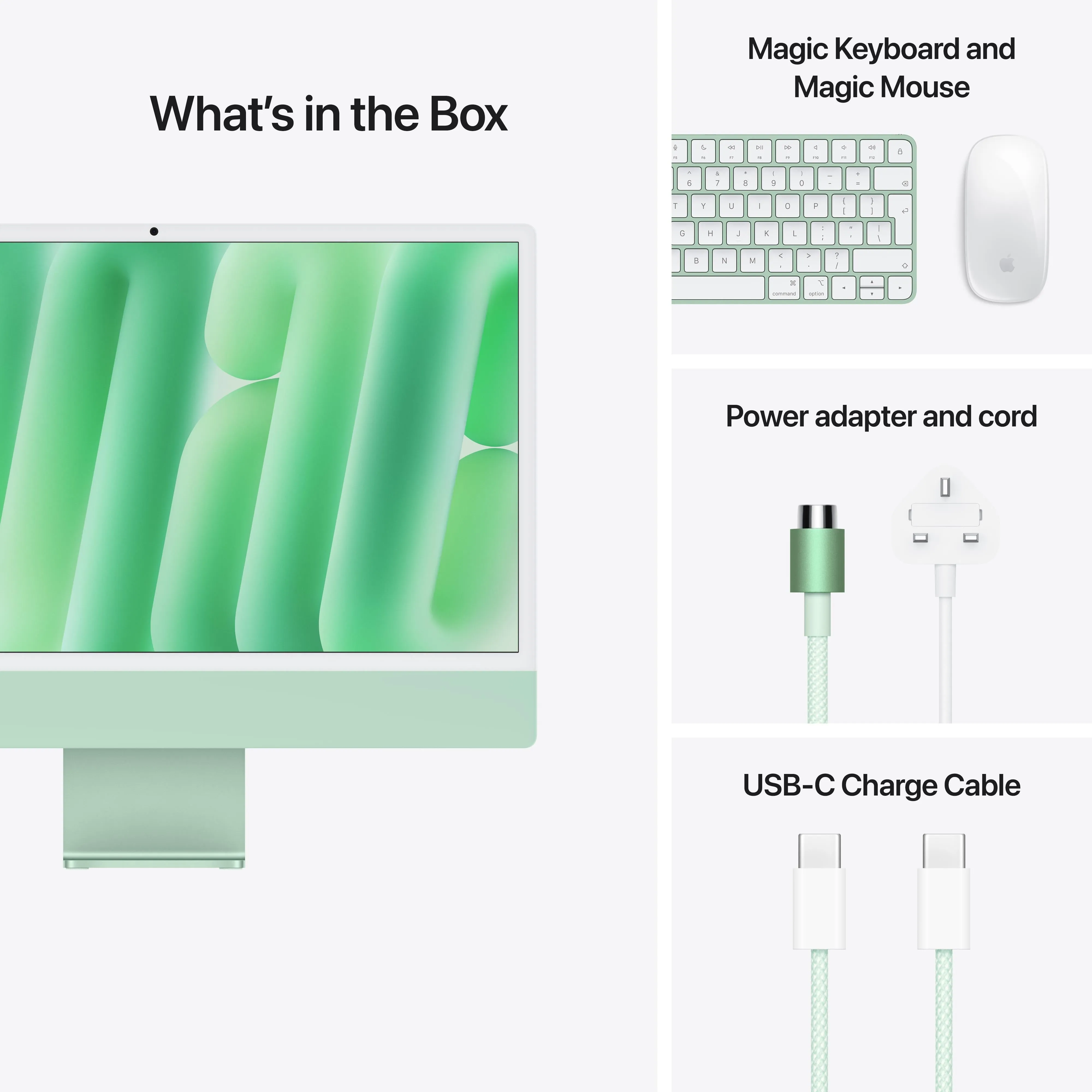 24-inch iMac with Retina 4.5K display: Apple M4 chip with 8-core CPU and 8-core GPU, 256GB SSD - Green