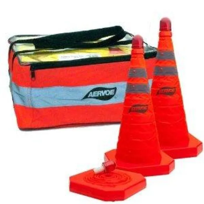 28" Traffic Safety Cone - Collapsible with Red LED Light - 3-Pack Kit