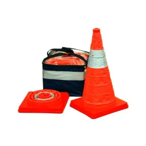 28" Traffic Safety Cone - Collapsible with Red LED Light - 5-Pack Kit