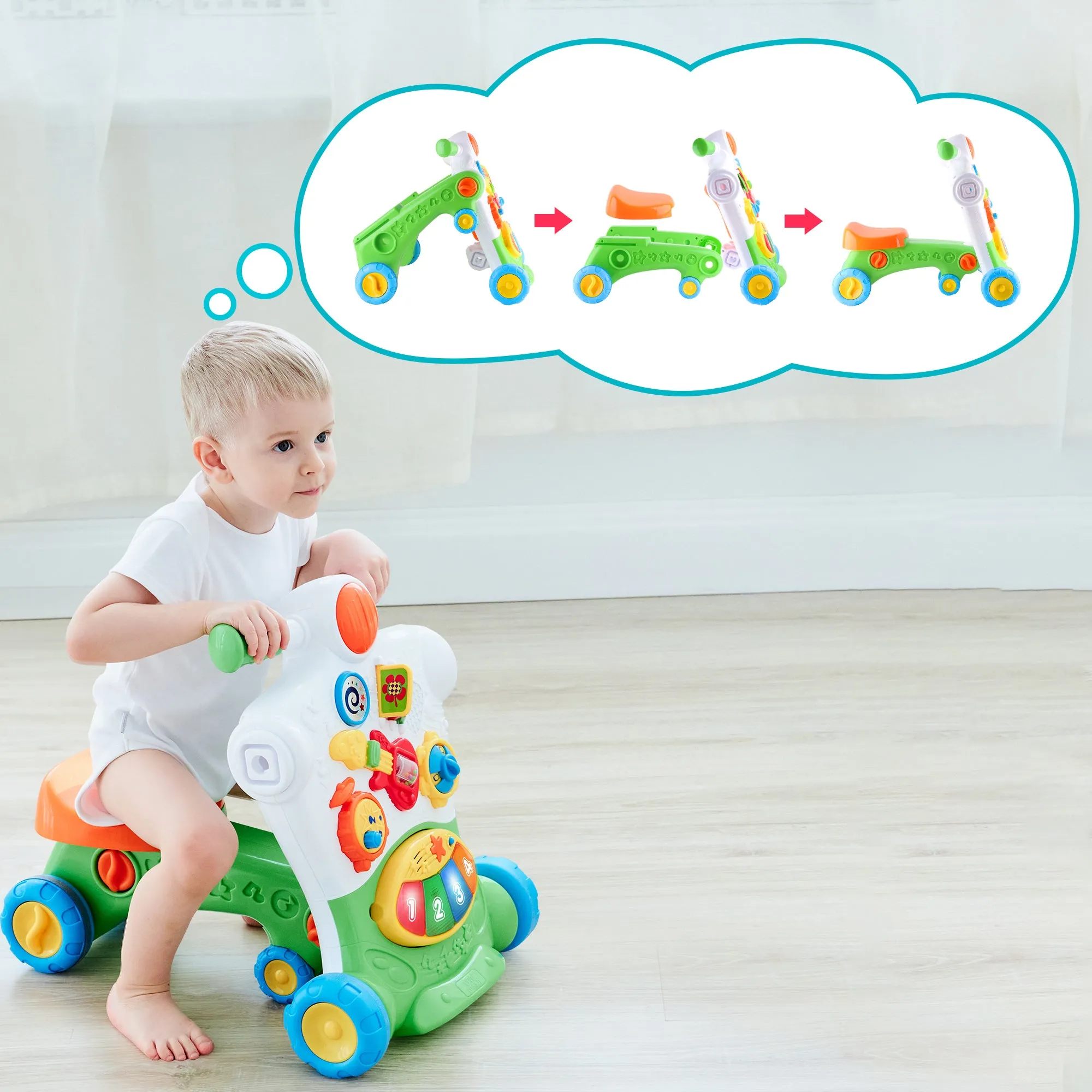 3 in 1 Baby Sit to Stand Walker Musical Activity Center