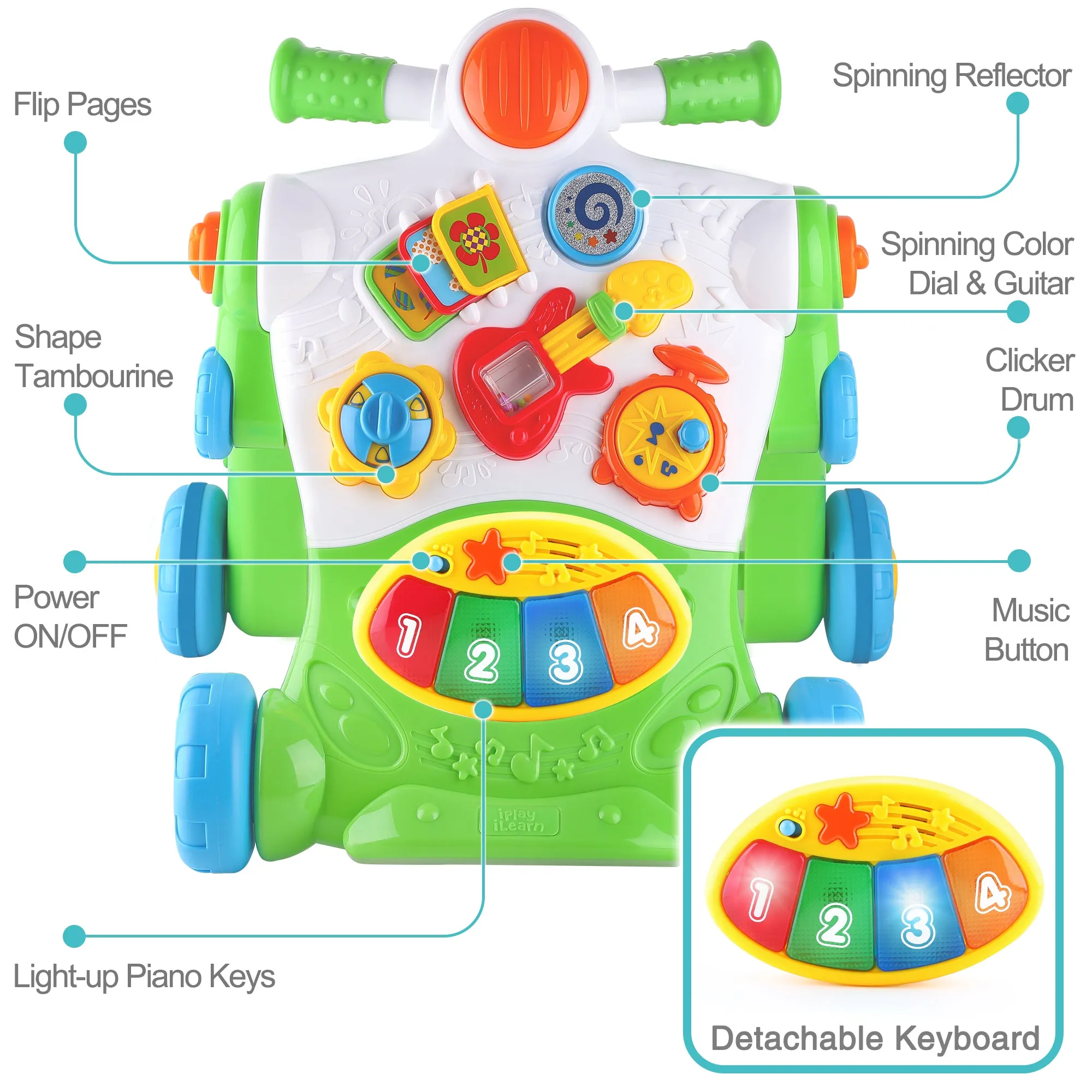 3 in 1 Baby Sit to Stand Walker Musical Activity Center