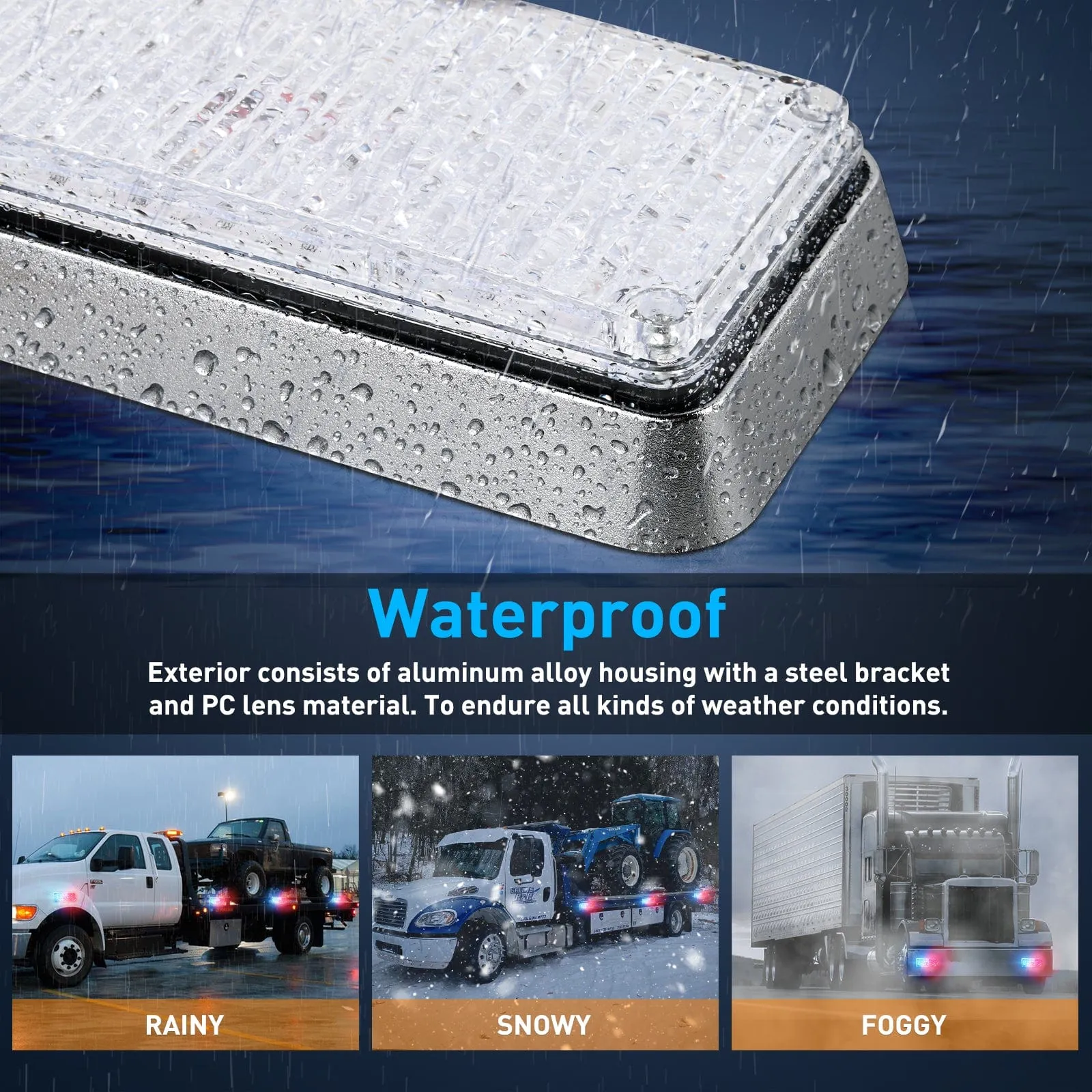 42LED Red Blue Wireless Magnetic Strobe Lights Surface Mount Waterproof 5 Patterns (Pair)