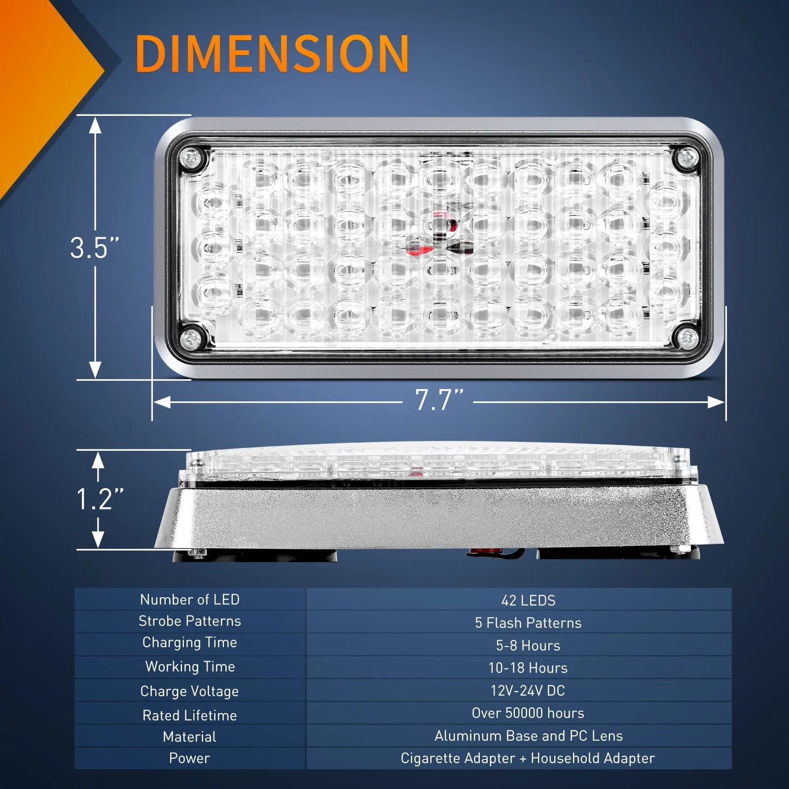 42LED Red Blue Wireless Magnetic Strobe Lights Surface Mount Waterproof 5 Patterns (Pair)