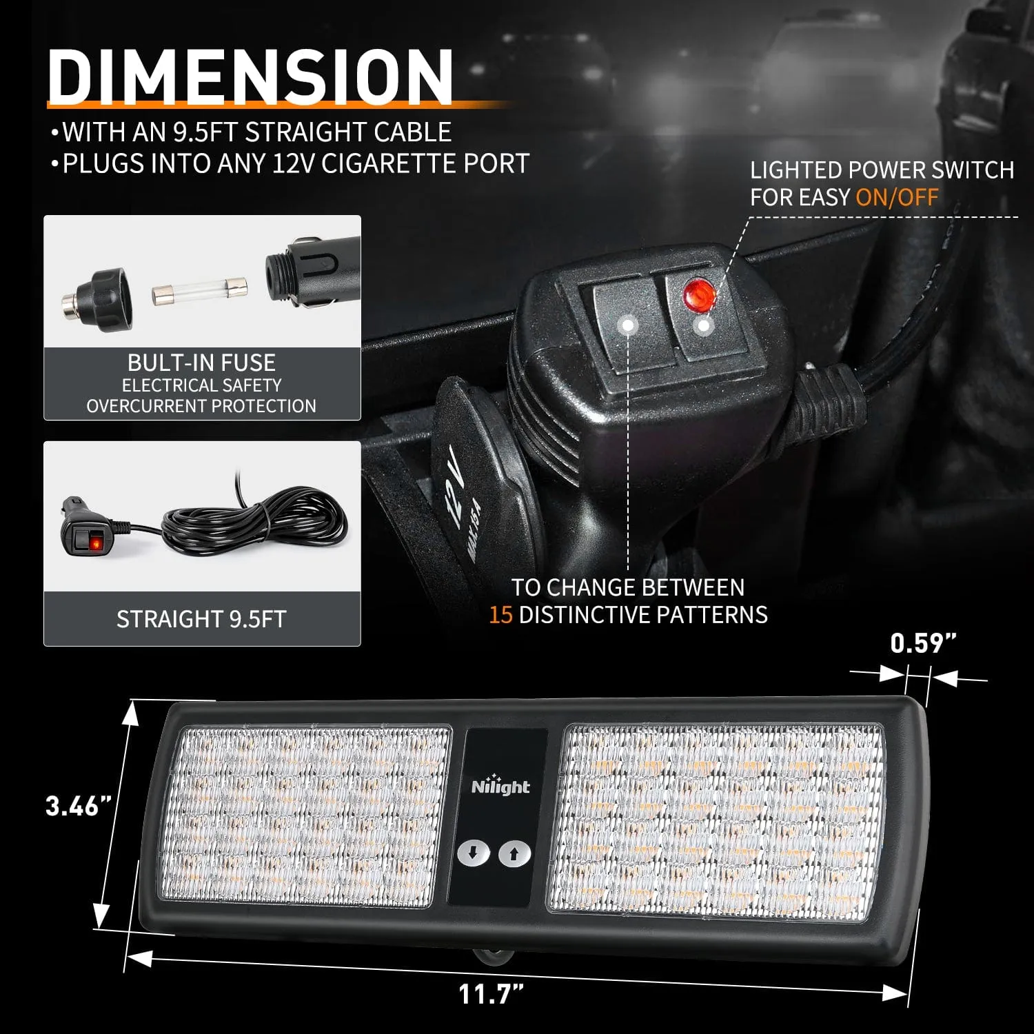 48 LED Amber Emergency Warning Strobe Lights
