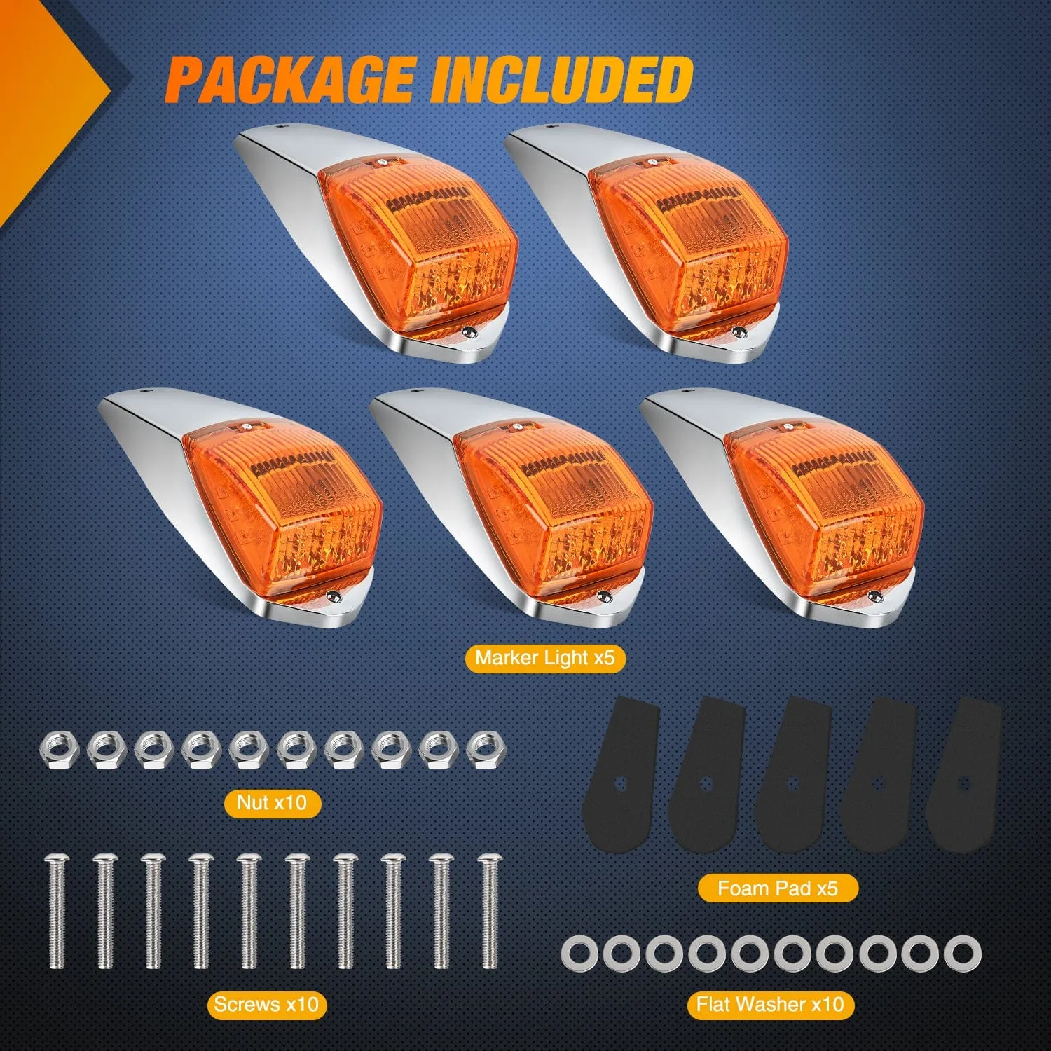 5PCS 17LED Amber Cab Roof Marker Light