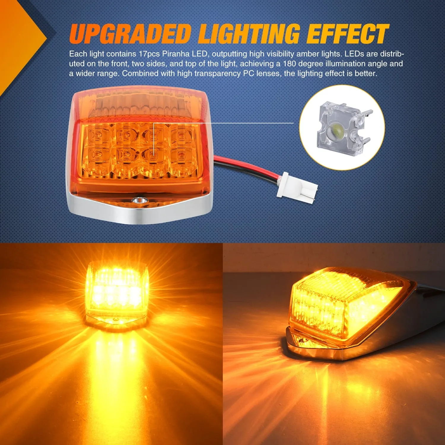 5PCS 17LED Amber Cab Roof Marker Light