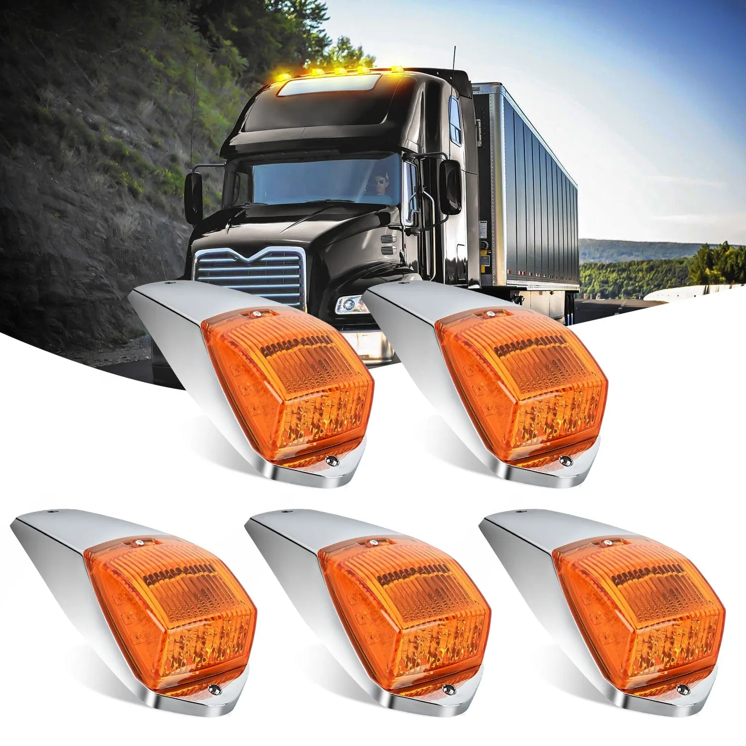 5PCS 17LED Amber Cab Roof Marker Light