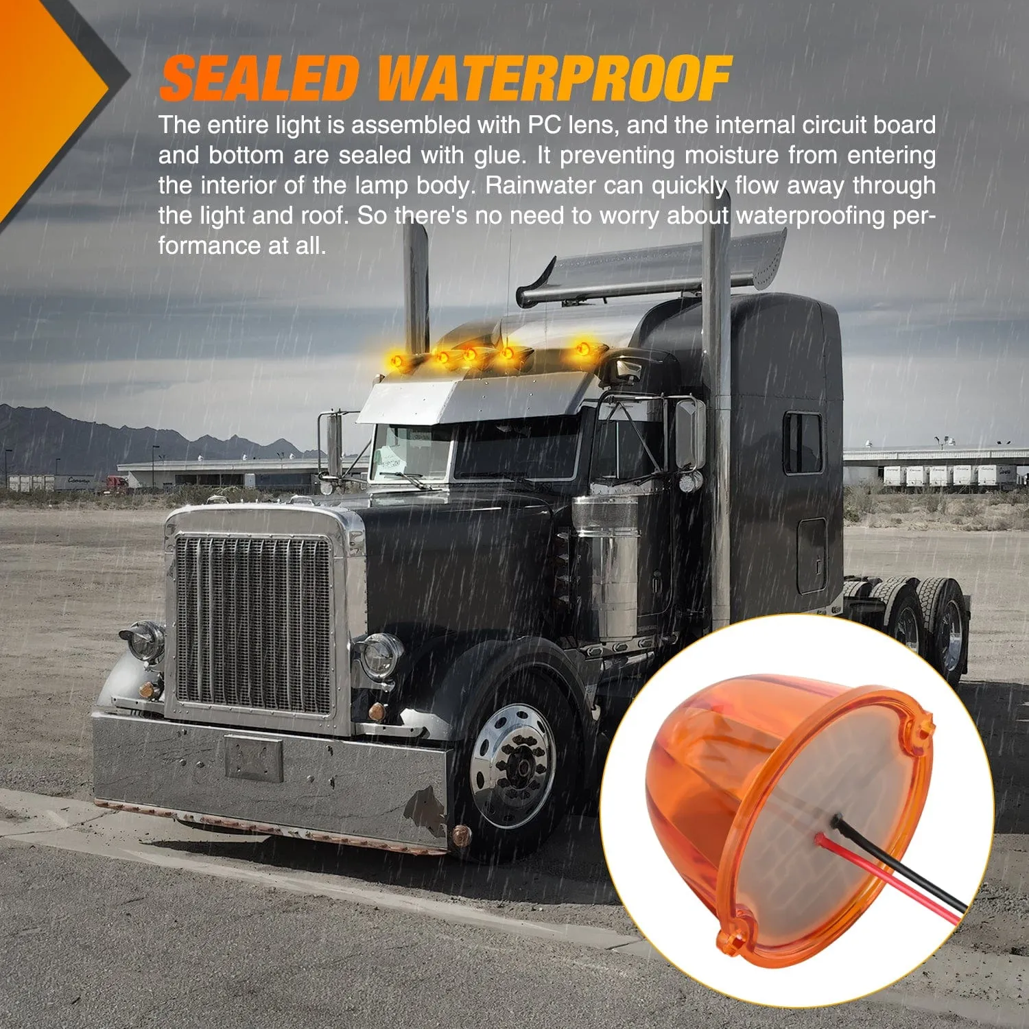 5PCS 18LED Amber Cab Roof Marker Light