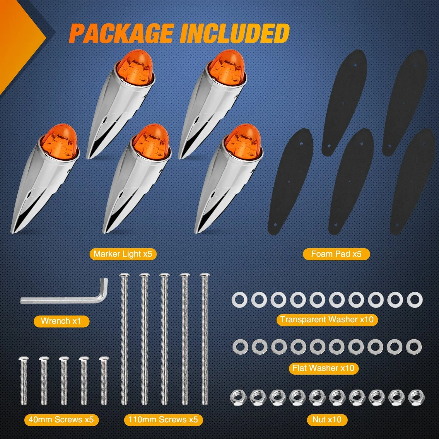 5PCS 18LED Amber Cab Roof Marker Light
