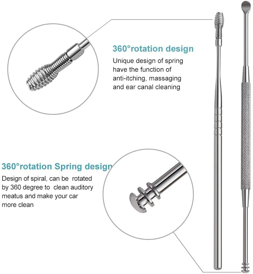 8 Pcs Ear Pick Earwax Removal Kit, Ear Cleansing Tool Set, Ear Curette Ear Wax Remover Tool with Cleaning Brush and Storage Box