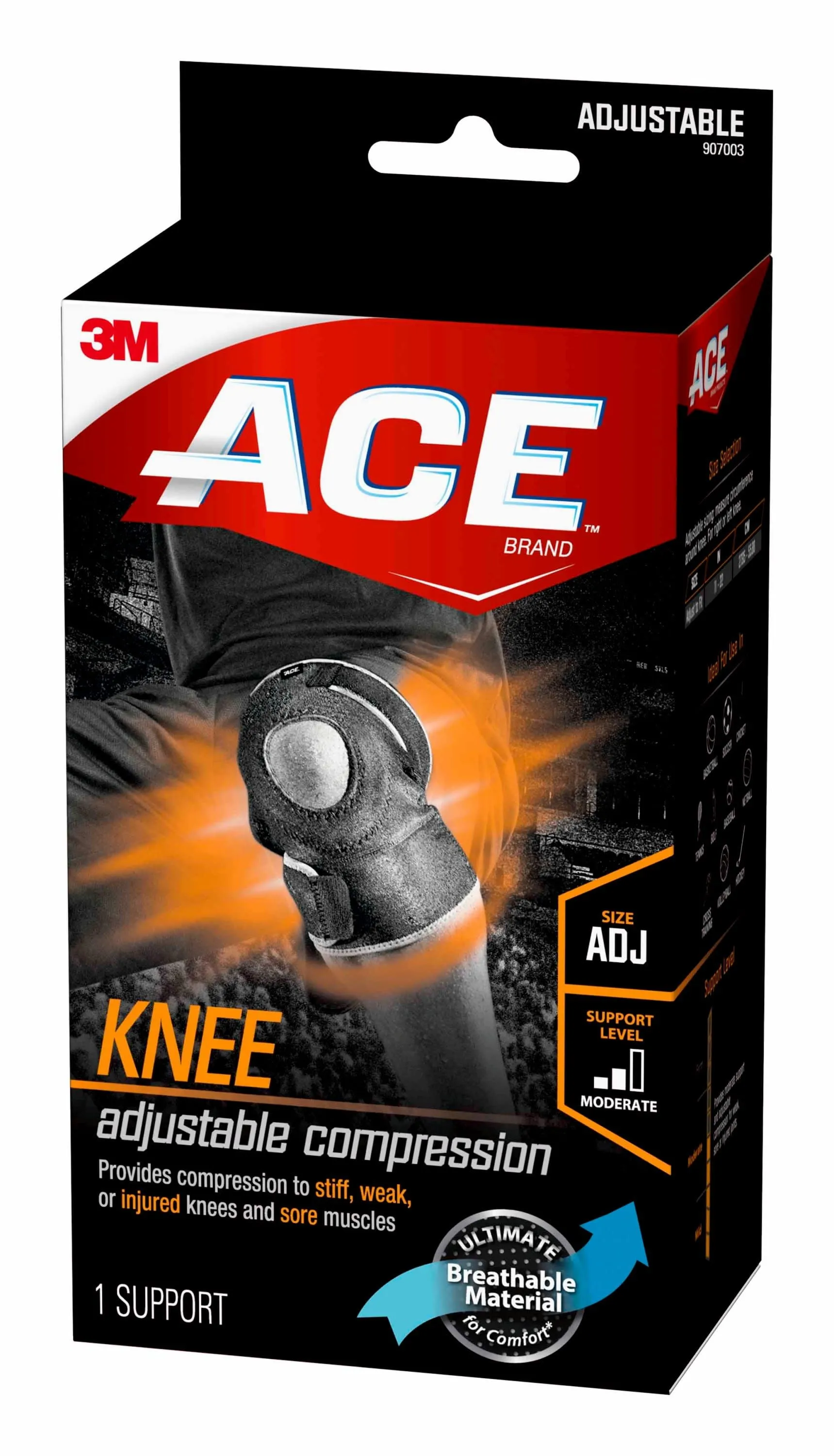 ACE Brand Adjustable Knee Support, Breathable, Two Strap Brace System