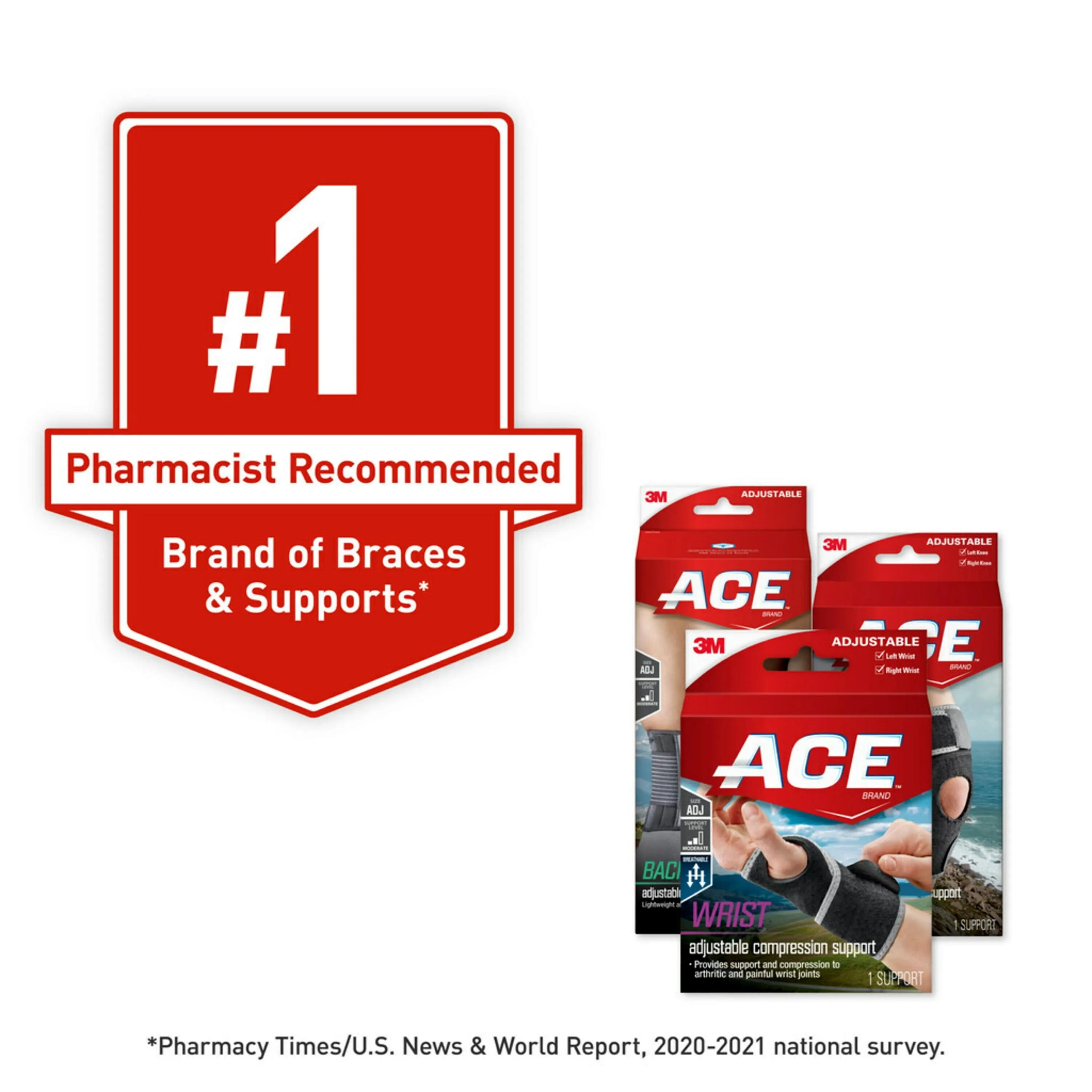 ACE Brand Adjustable Knee Support, Breathable, Two Strap Brace System