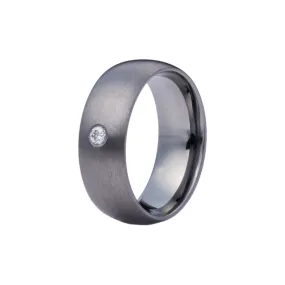 Alternative Metal Band - Half Round Profile with Flush Lab Grown Diamond