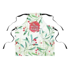 Be Merry and Bright Christmas Floral Apron