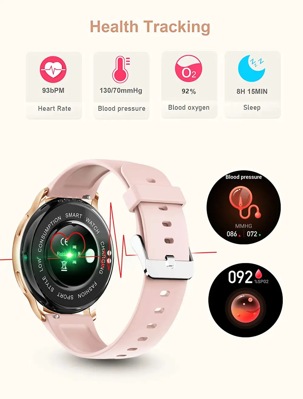 Bluetooth Health Monitoring Smartwatch For Android & IOS