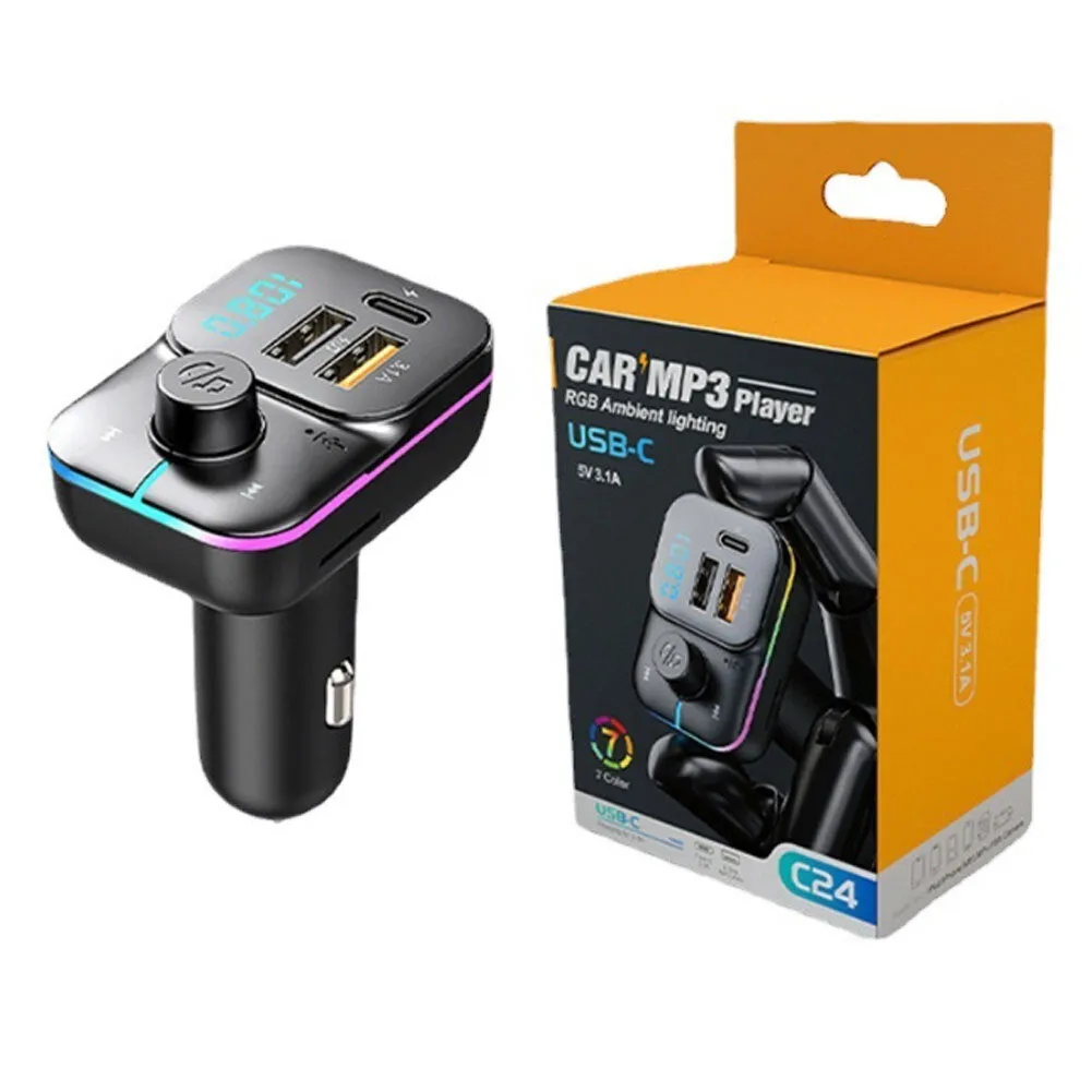 C24 Car FM Transmitter Bluetooth Wireless Handsfree Audio Dual