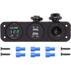 Car Dual USB Charger Mobile Phone Charging Stand Led Voltmeter
