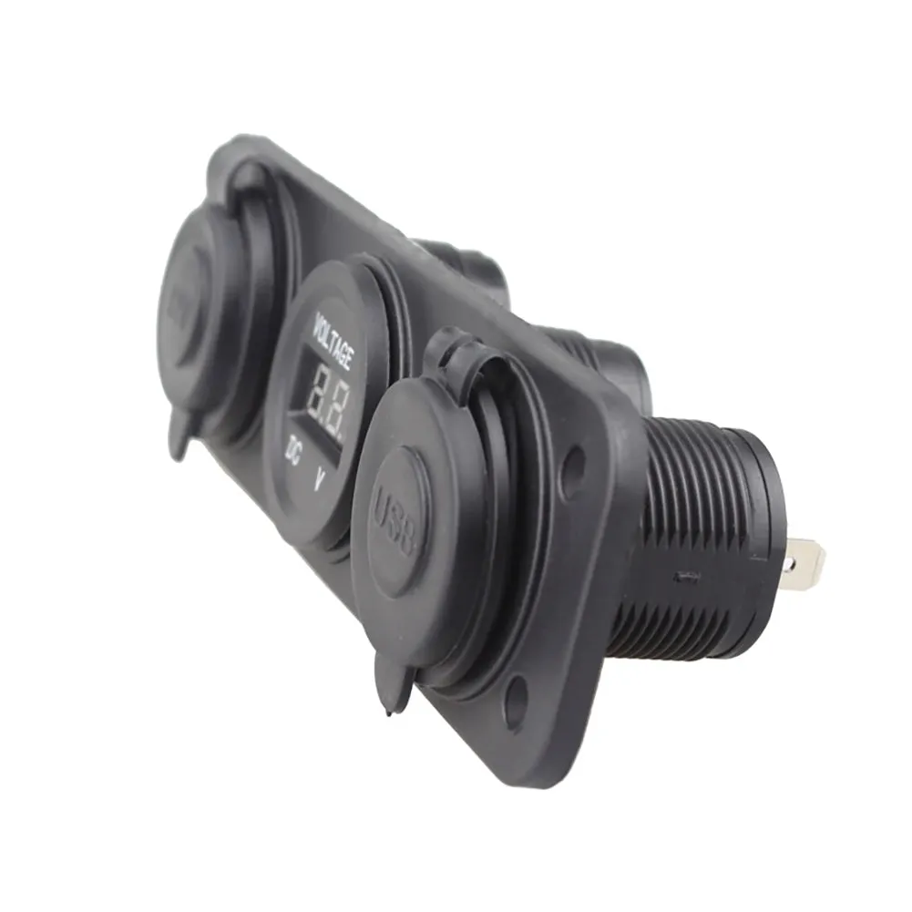 Car Dual USB Charger Mobile Phone Charging Stand Led Voltmeter