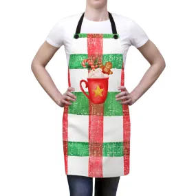 Christmas Plaid Apron with Cocoa Mug Design