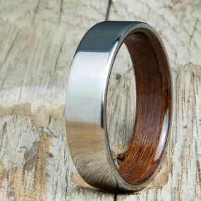 Classic mens titanium wedding band with Rosewood