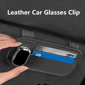 Color Name: Beige - Multi-function Sunglasses Holder, Leather