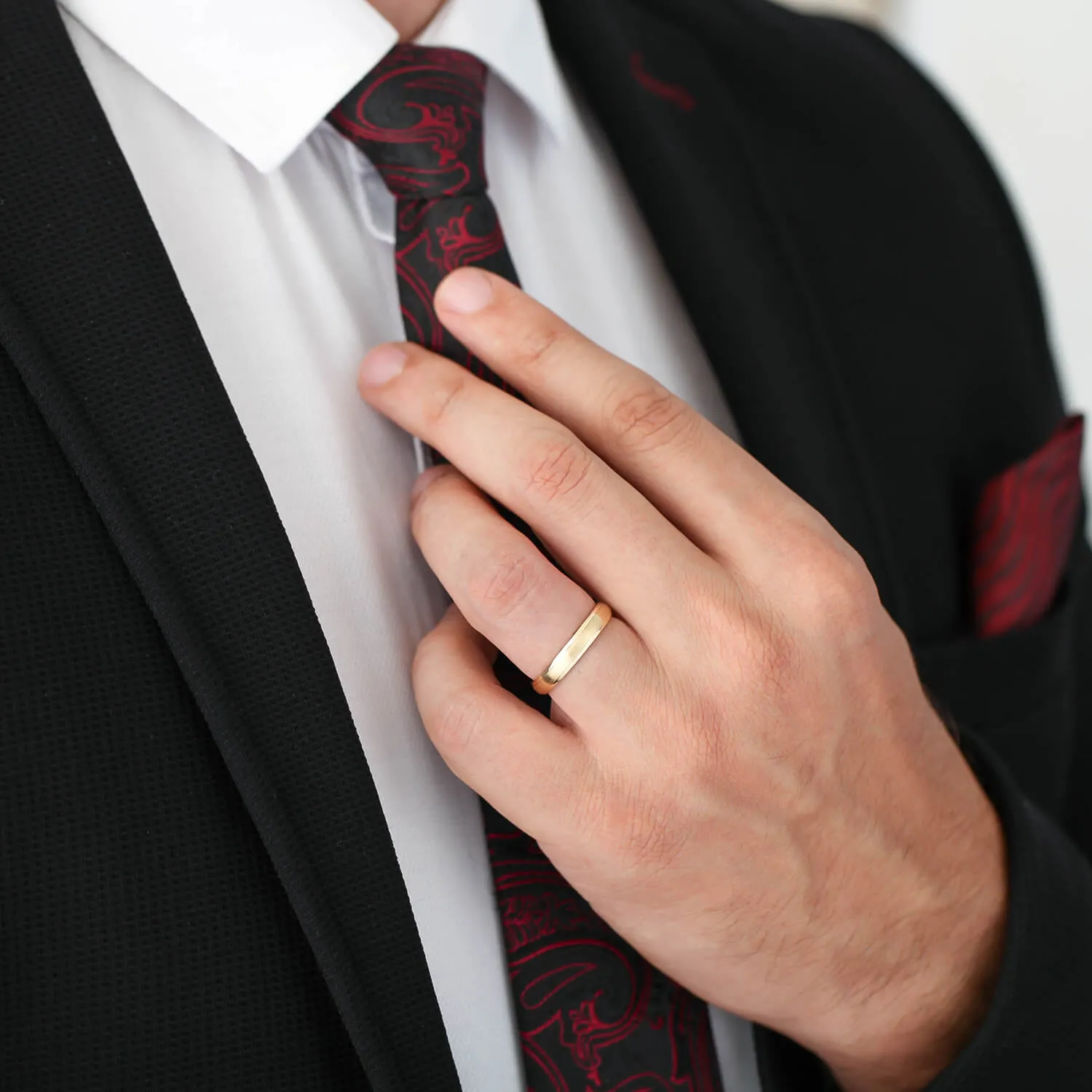 Couple Superlight Gold Wedding Band Set