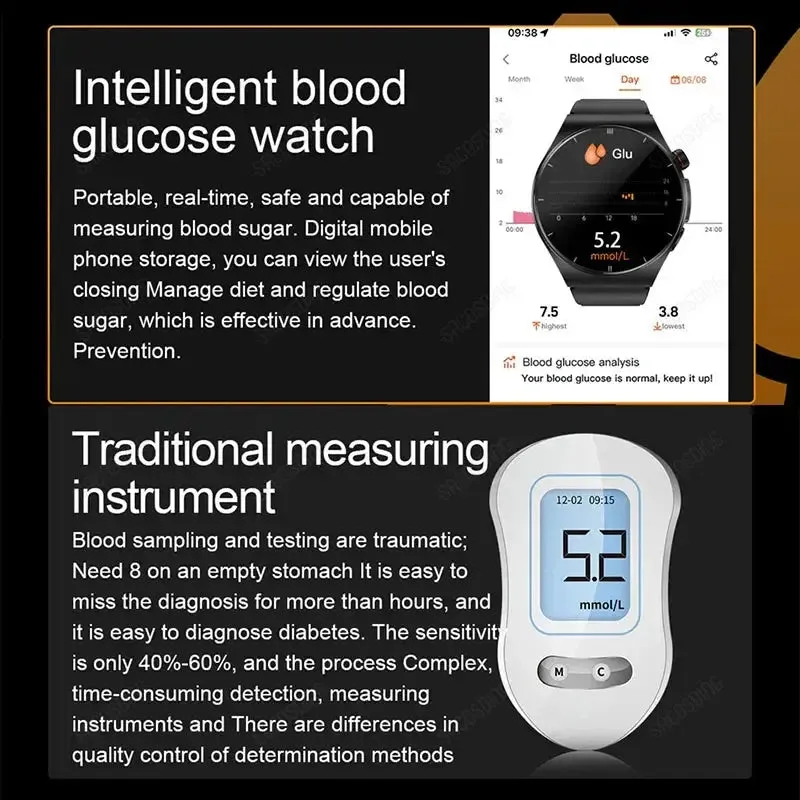 Elegance® Laser Treatment Smartwatch Blood Glucose Blood Oxygen Uric Acid Lipid Health Monitoring