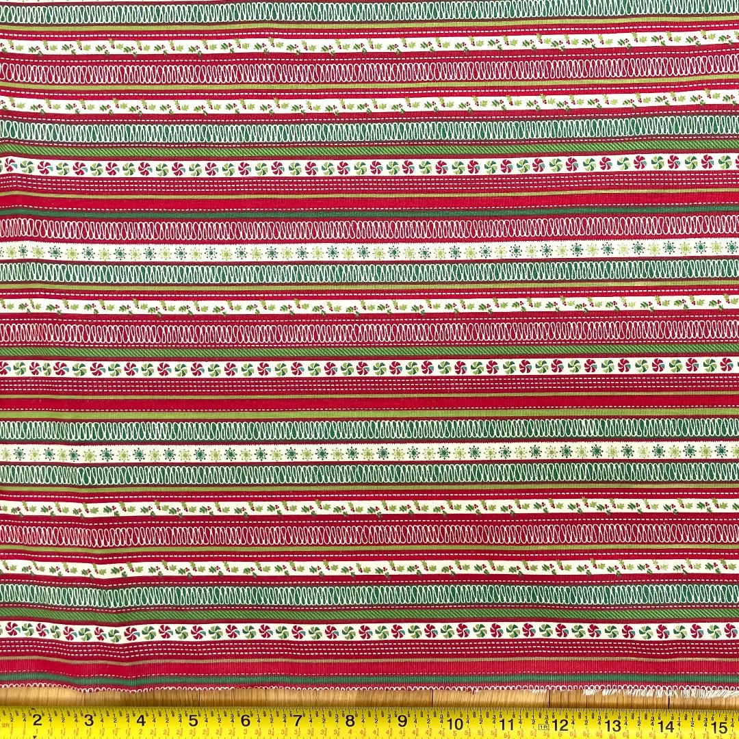 Fabric - "Deck the Halls" - Cut & Sold By the Yard / For Sewing & Craft Projects / Sold By the Yard - Continuous Length / 100% Washable Cotton (FINAL SALE)