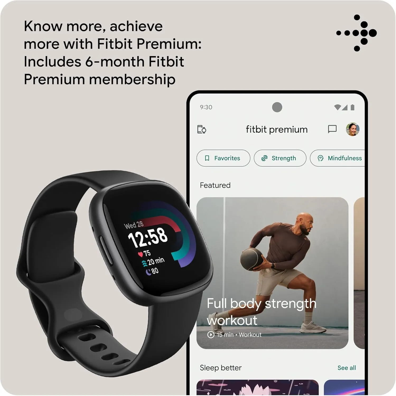 Fitbit Versa 4 Smart Watch - Black/Graphite