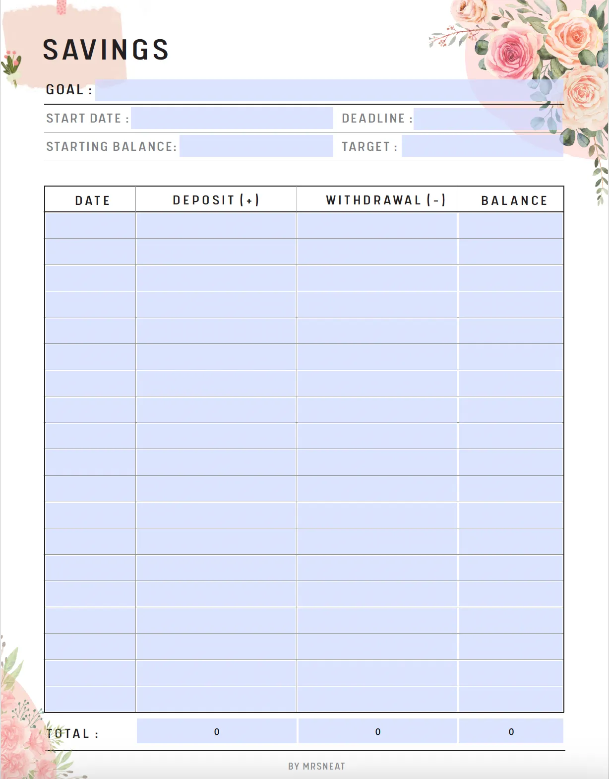 Floral Savings Tracker - M067
