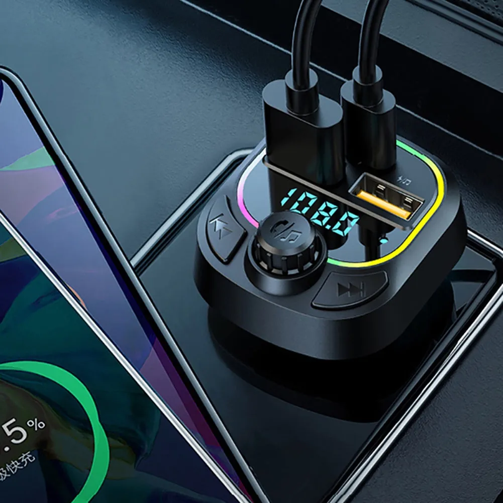 FM Transmitter Dual USB Car Charger Bluetooth Black