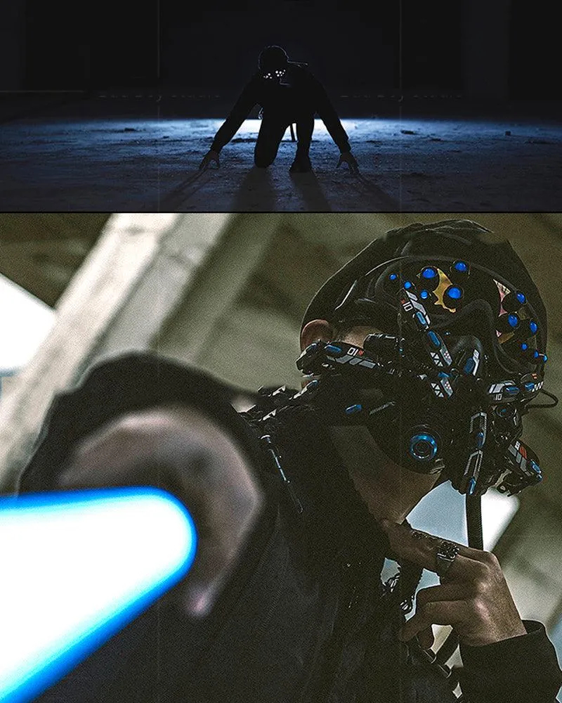 Futuristic Led Cyberpunk Goggles And Mask (Sold Separately）