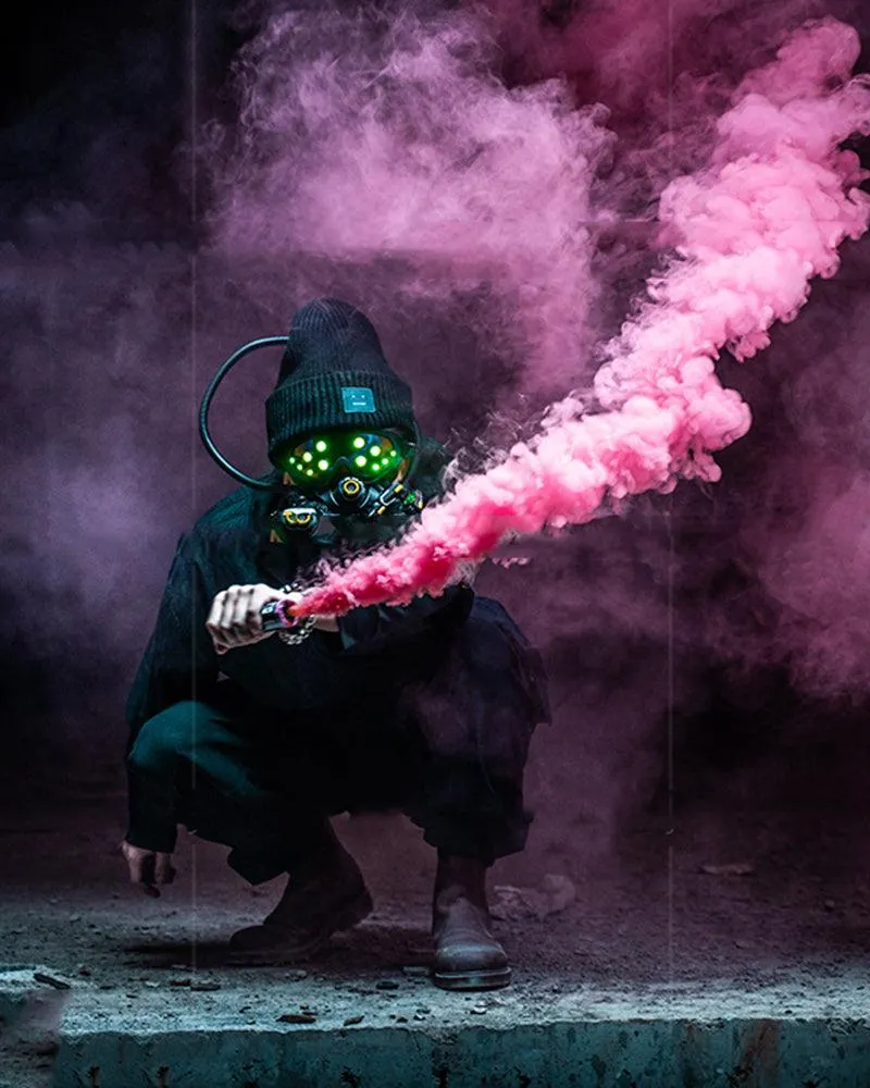 Futuristic Led Cyberpunk Goggles And Mask (Sold Separately）