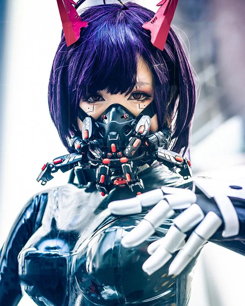 Futuristic Led Cyberpunk Goggles And Mask (Sold Separately）
