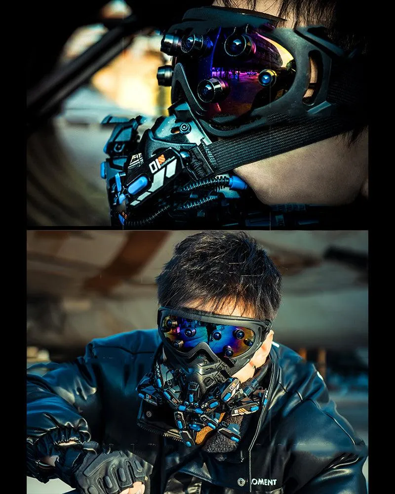 Futuristic Led Cyberpunk Goggles And Mask (Sold Separately）