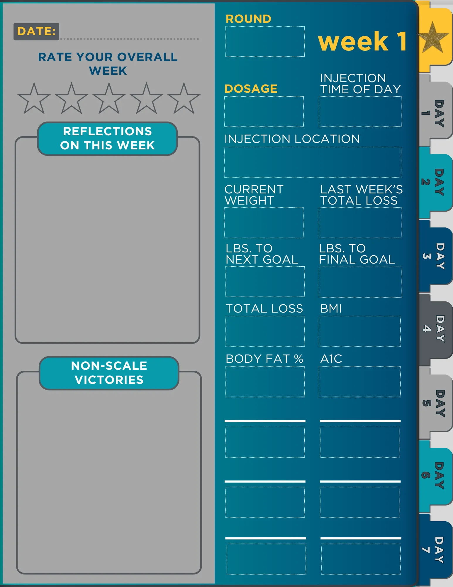 GLP-1 Journal: Custom Digital Weight-Loss Tracking Workbook