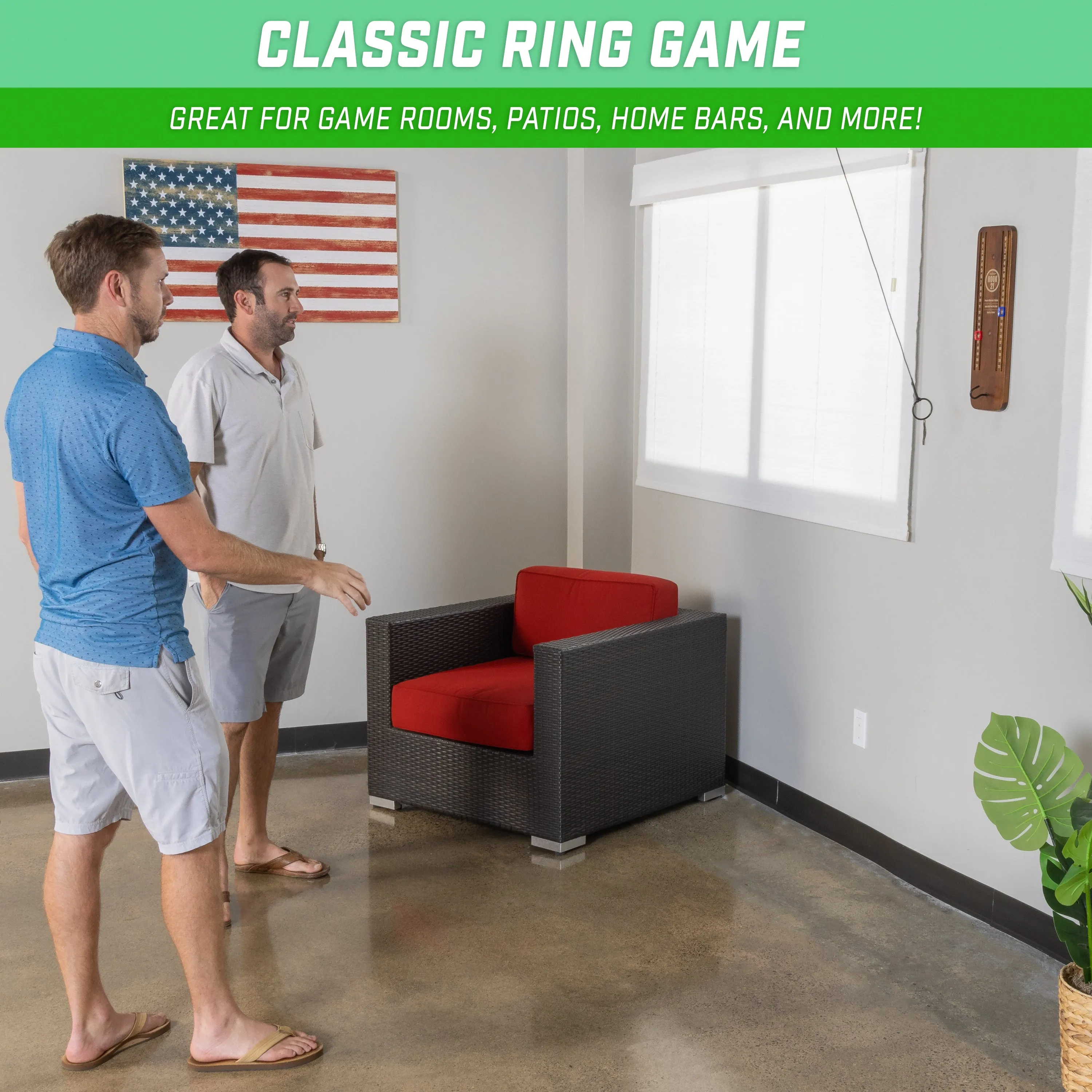 GoSports Hook 21 Ceiling Mount Ring Swing Game - Brown