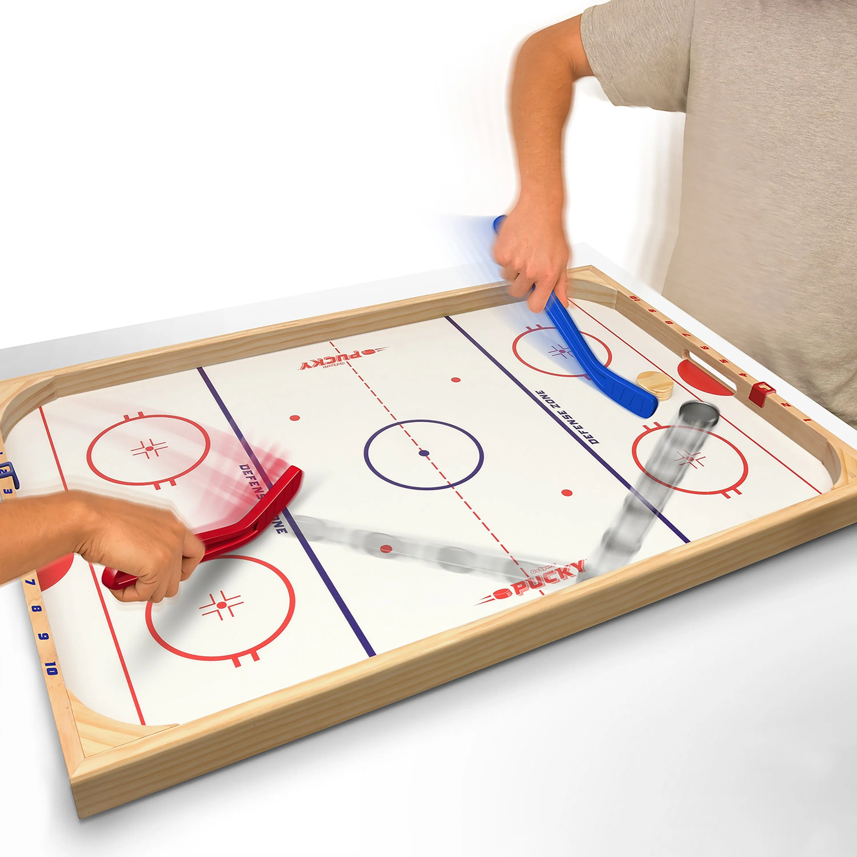 GoSports Ice Pucky Wooden Table Top Hockey Game