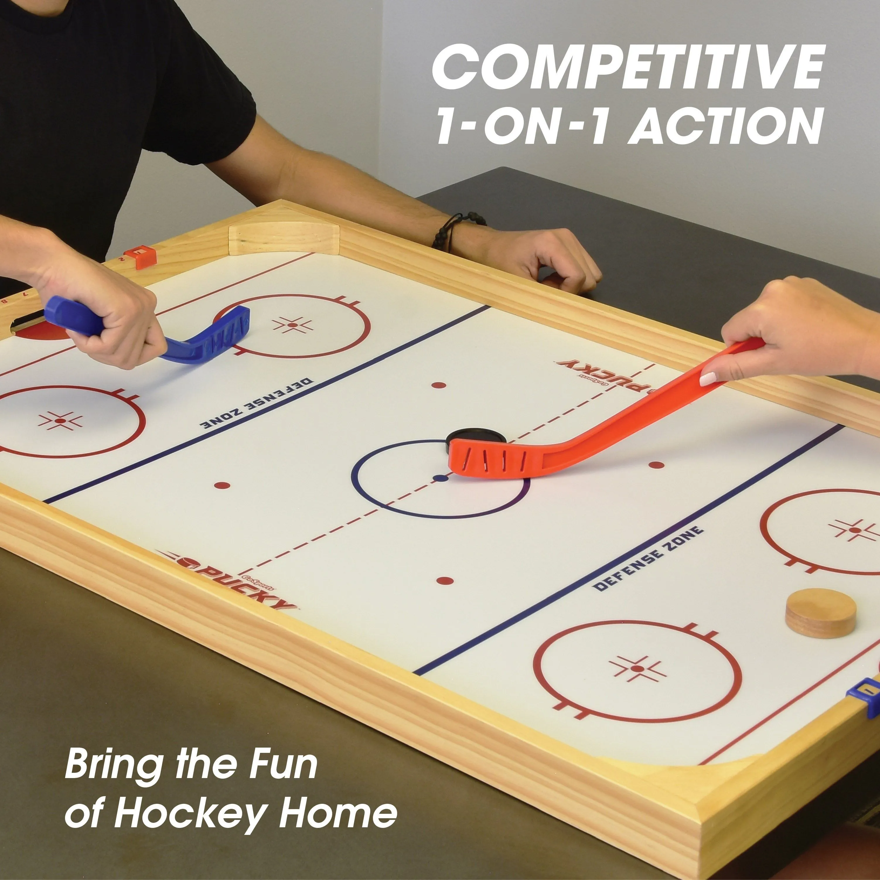 GoSports Ice Pucky Wooden Table Top Hockey Game