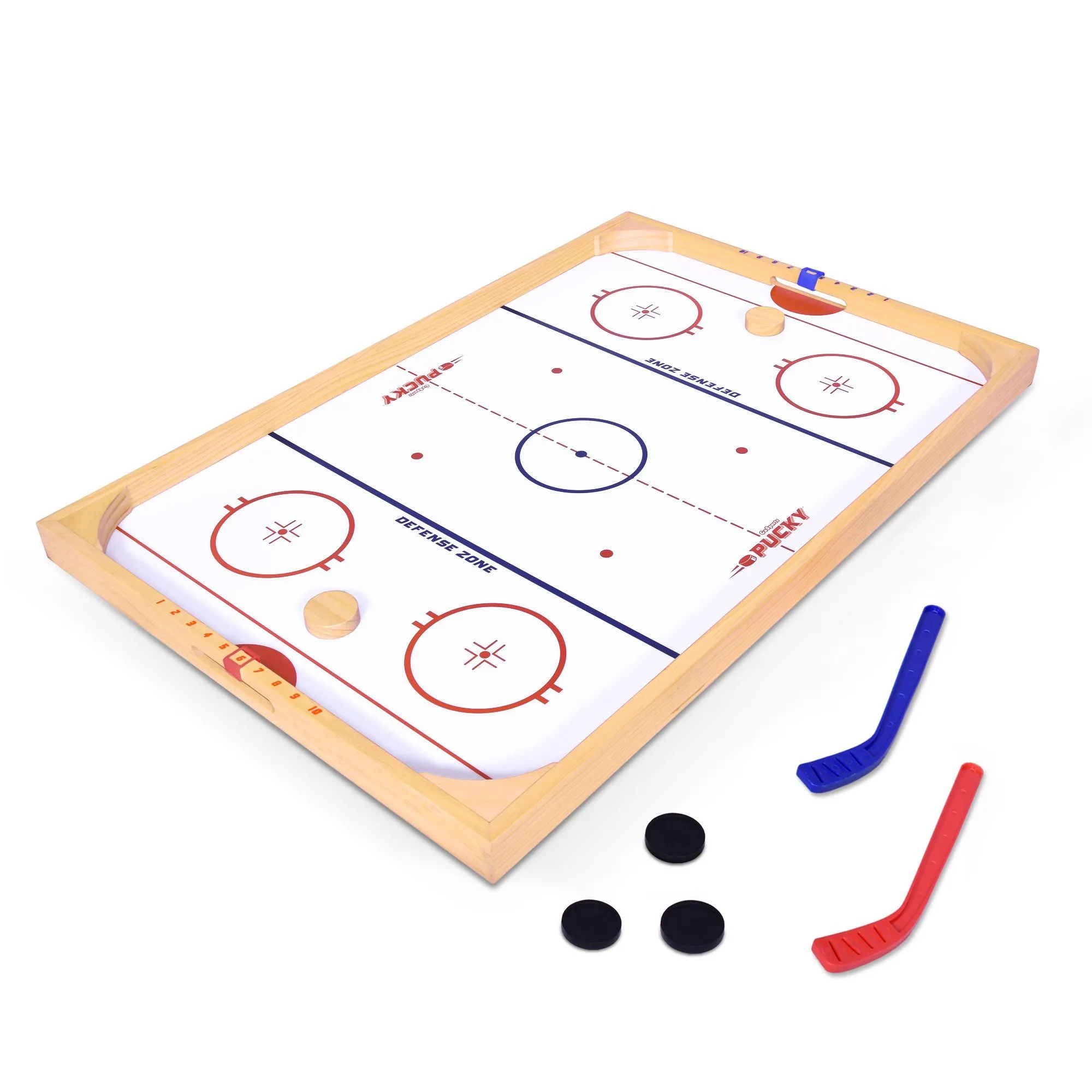 GoSports Ice Pucky Wooden Table Top Hockey Game