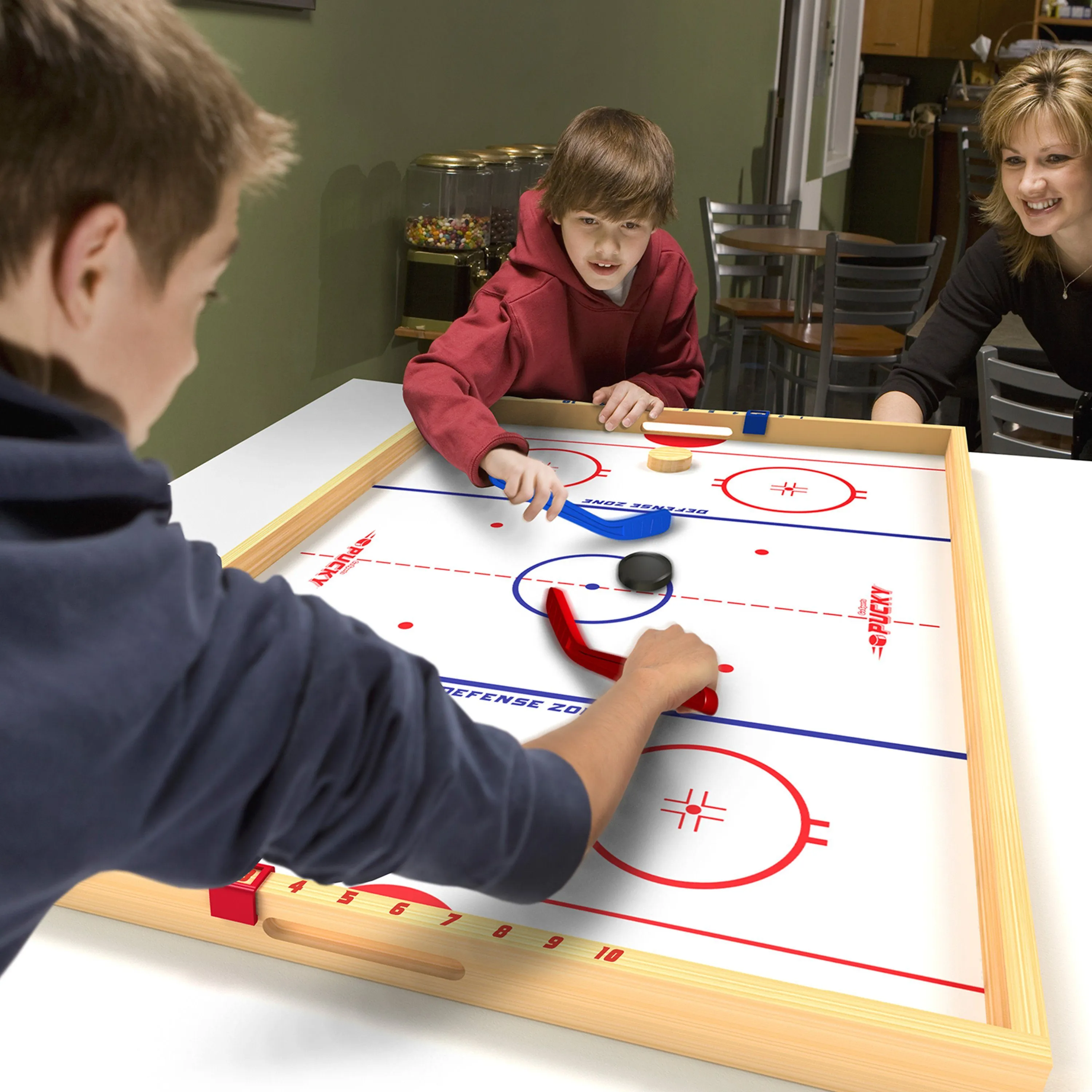GoSports Ice Pucky Wooden Table Top Hockey Game