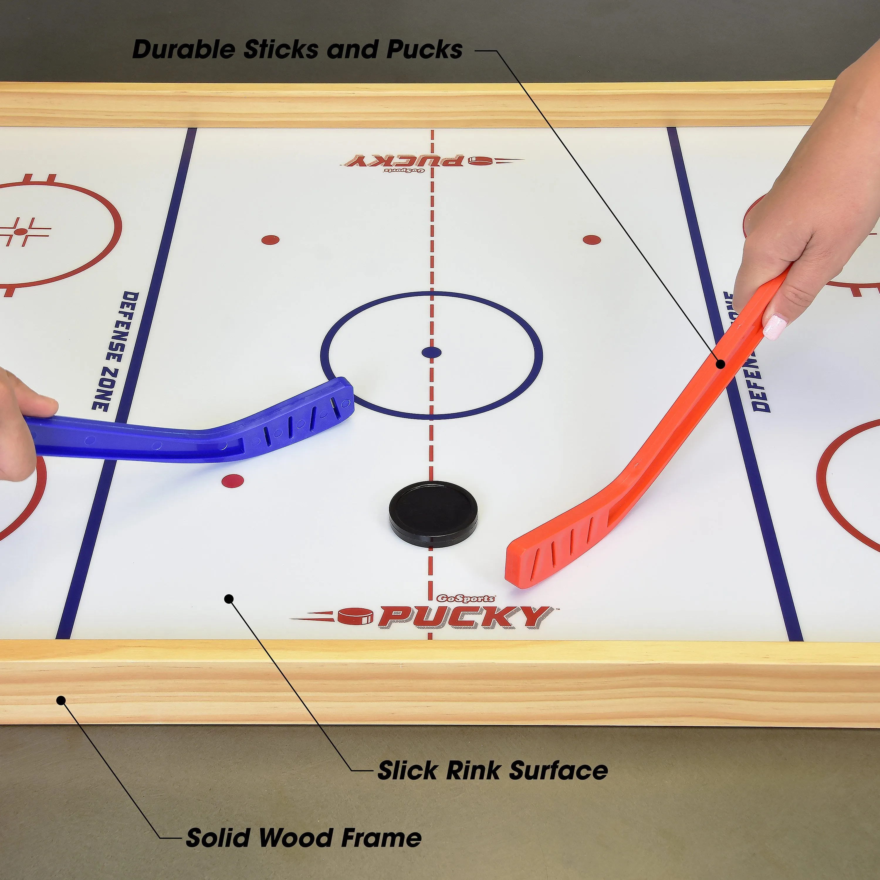 GoSports Ice Pucky Wooden Table Top Hockey Game