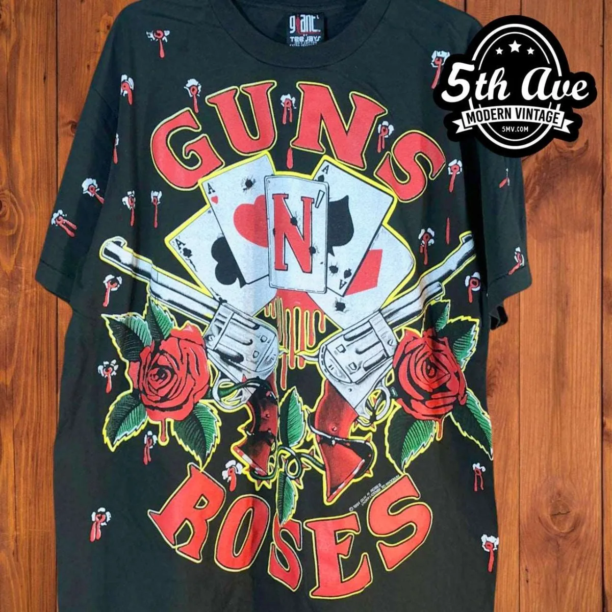 Guns N' Roses: 1991 Card All-Over Print Single Stitch t shirt