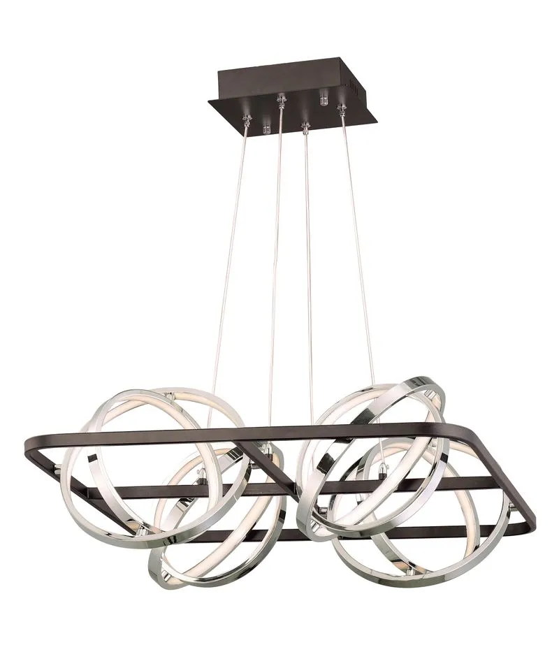 Gyro II 27" 8 Light Single Pendant in Black and Polished Chrome