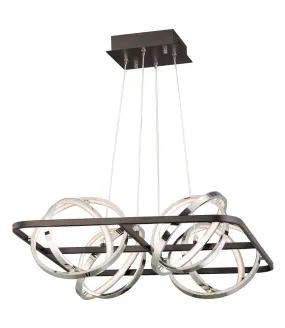 Gyro II 27" 8 Light Single Pendant in Black and Polished Chrome